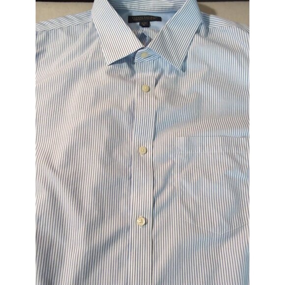 Banana Republic XL 17-17.5 Non Iron Classic Fit Blue Stripe Button Down Shirt - Picture 5 of 9